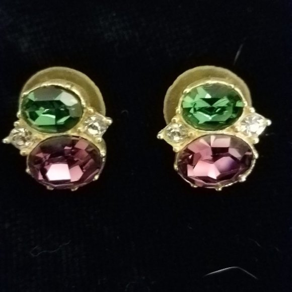 Vintage MFA Austrian Crystal Earrings 1 - Picture 1 of 6